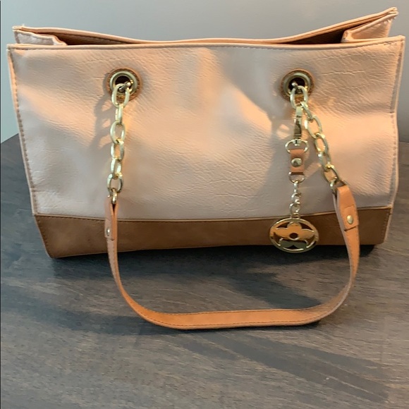 Bueno Two-Tone Handbag with Chain Accent - Picture 9 of 9